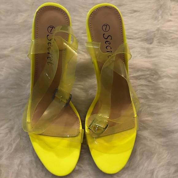 Nasty Gal Shoes - YELLOW HEELED‎ SANDALS WITH TRANSPARENT STRAPS